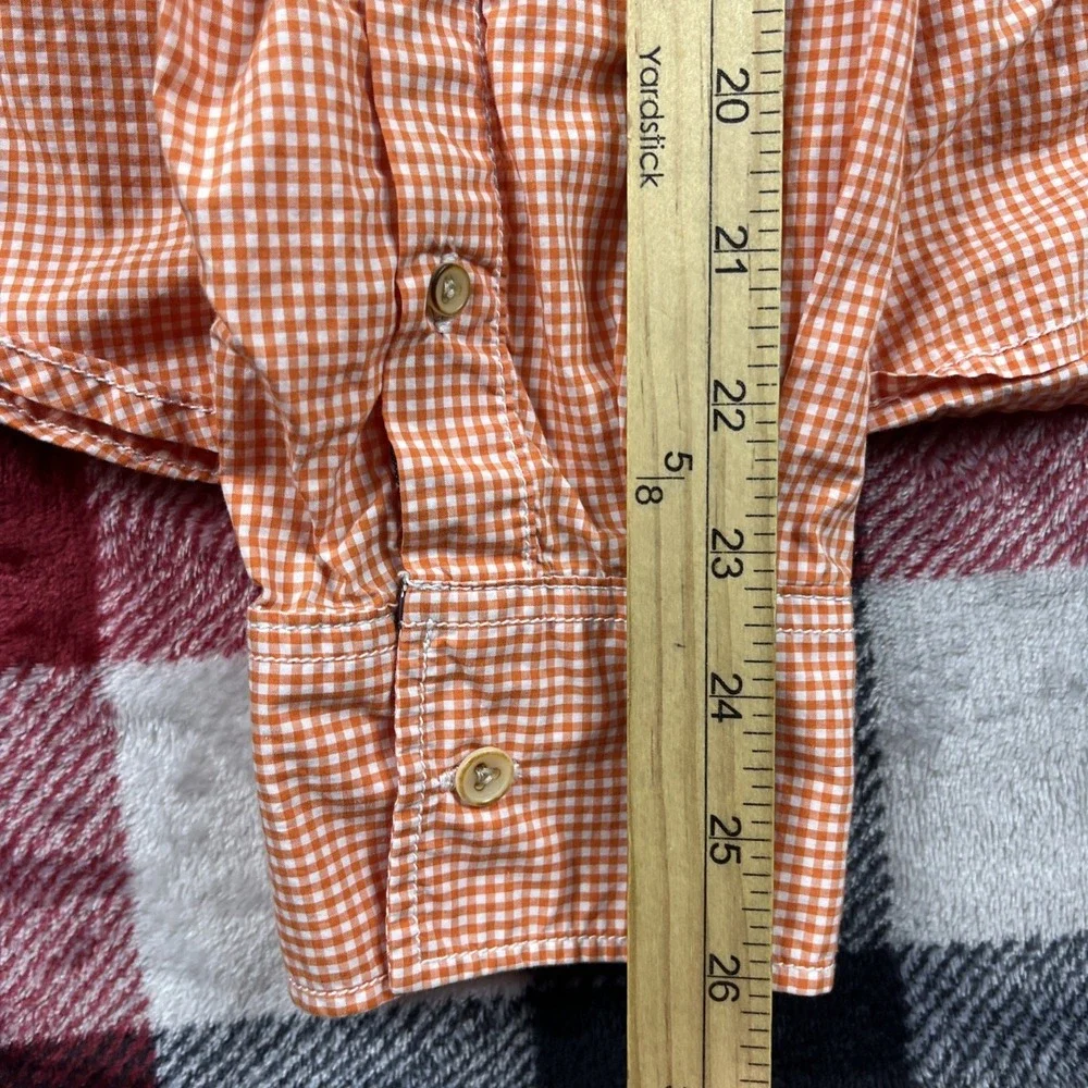 Robert Graham Shirt Mens XL Orange Gingham Tailored Fit Button Up‎ Lightweight